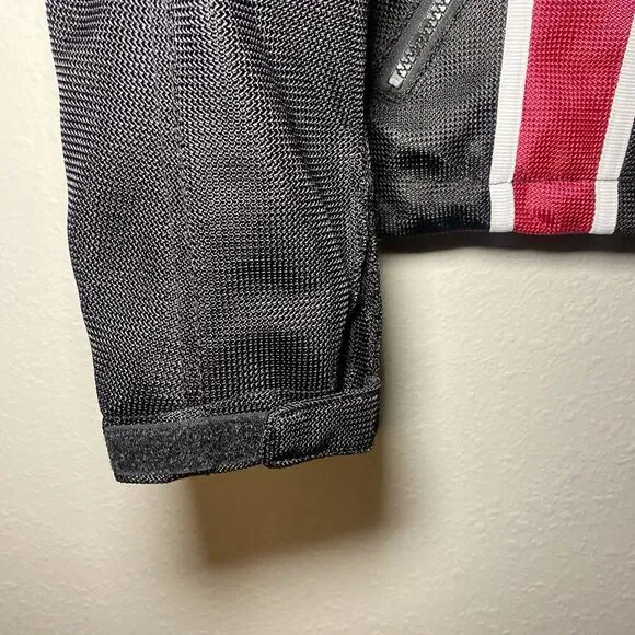 WOMENS HARLEY DAVIDSON SPORT JACKET RIDING GEAR MESH LINED SIZE LARGE BLACK RED